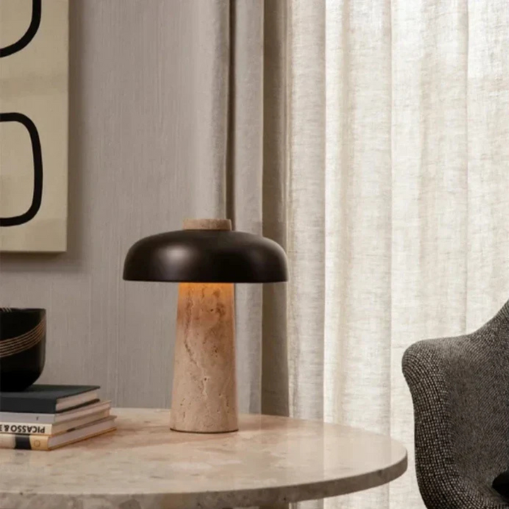Luxury Travertine LED Table Lamp | Kalsten