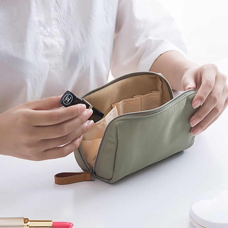 Solid color cosmetic bag with double zipper | Kalsten