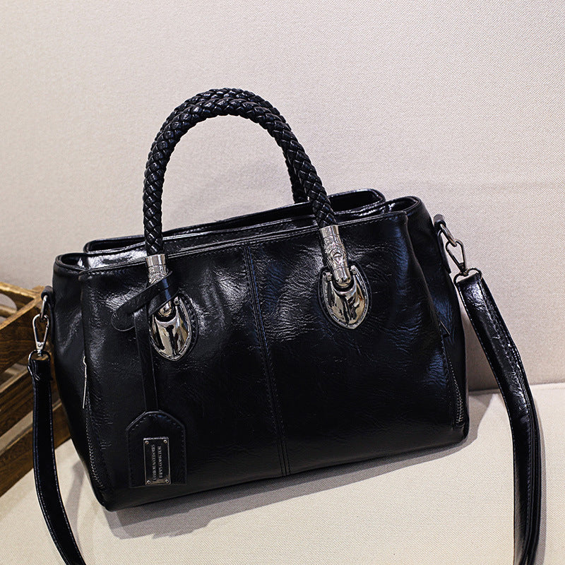 New handbags made of oil wax leather Boston, large tote bag made of soft leather | Kalsten