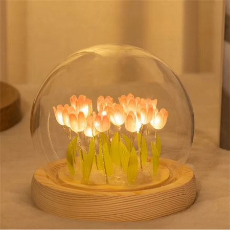 Handmade Artificial Tulip LED Night Light Bedside Table Lamp for Bedroom and Gift Decor | Kalsten
