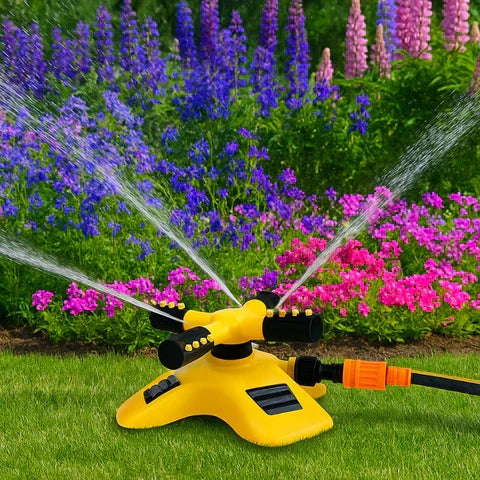 Kalsten | 360° Rotating Lawn Sprinkler | Stable, Multi-Angle Nozzles for Even Coverage in Large Gardens