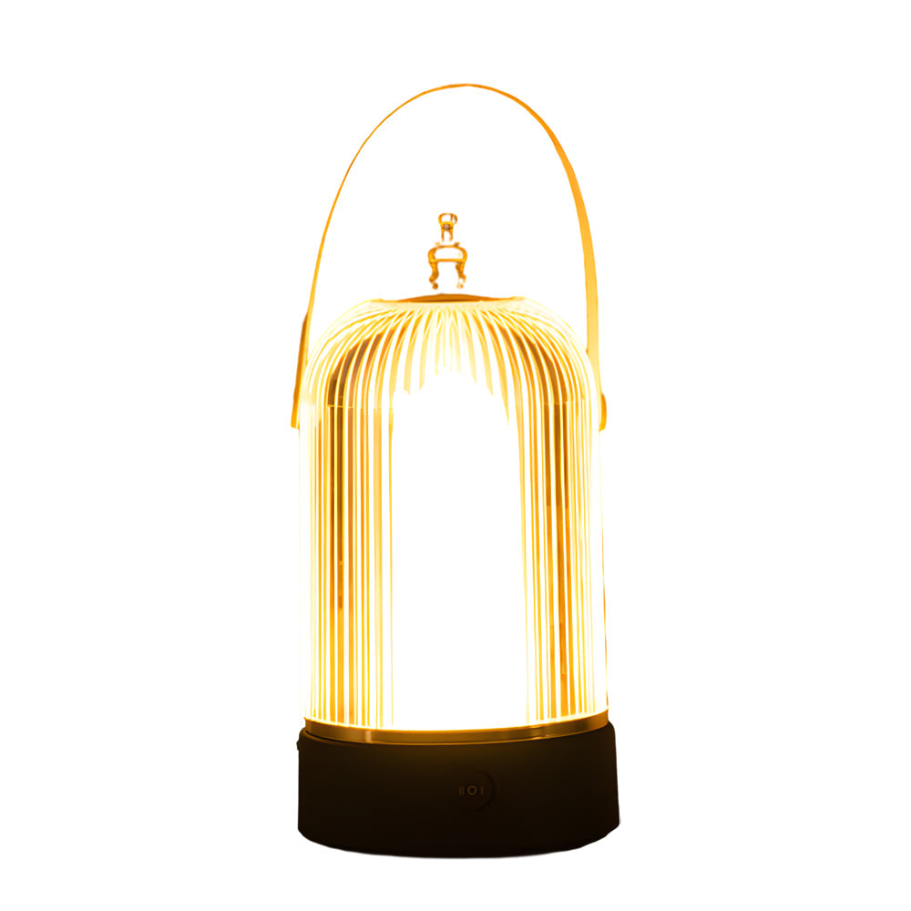 Ribbed Glass Table Lamp Lantern Ambient LED Beside Nights | Kalsten