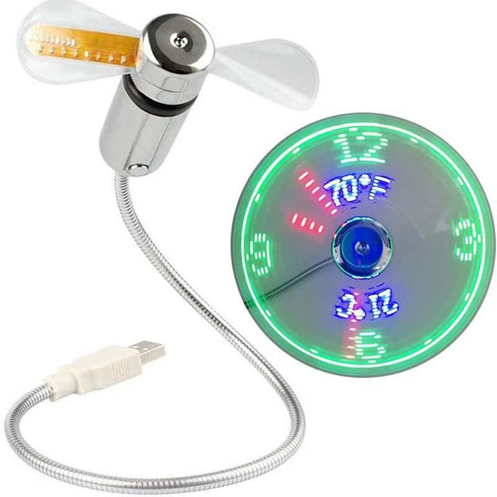 USB Fan with LED Clock Lighting | Kalsten