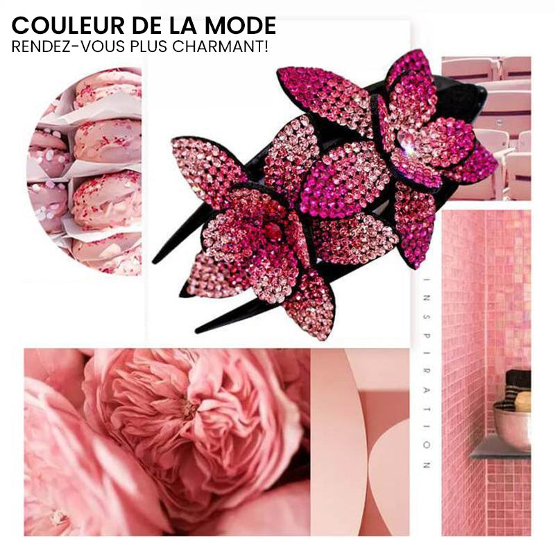 Double Flower Rhinestone Hair Pin | Kalsten