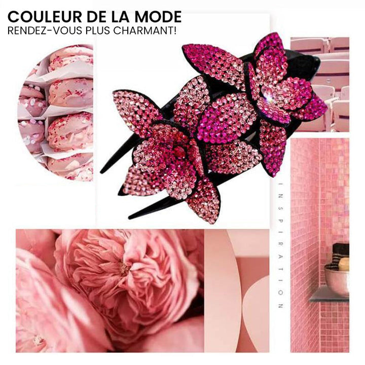 Double Flower Rhinestone Hair Pin | Kalsten