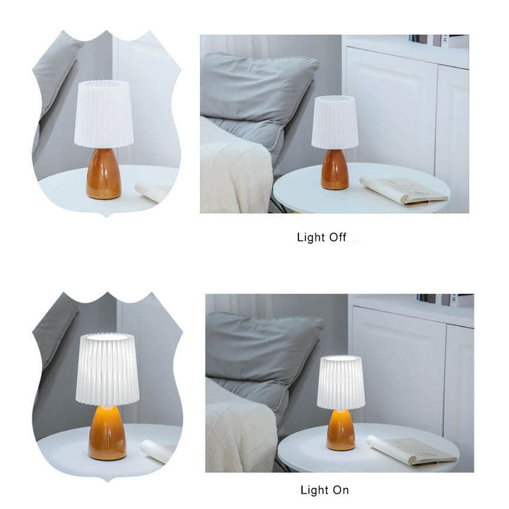 Scandinavian Retro Table Lamp with Pleated Shade and Glass Base | Kalsten