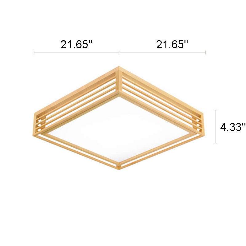 Flush Mount Ceiling Light Wood Acrylic 13.8 in LED Beige White Modern Bedroom Living Room Dining Room Lighting | Kalsten
