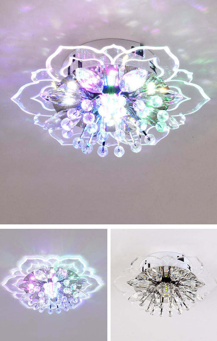 Kalsten GlowPetal | LED Crystal Ceiling Light | Flower Shaped, RGB Color Changing & Energy Efficient