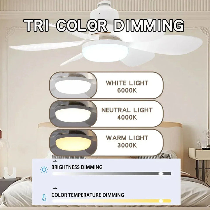 Ceiling fan LED with remote control and dimmable light | Kalsten