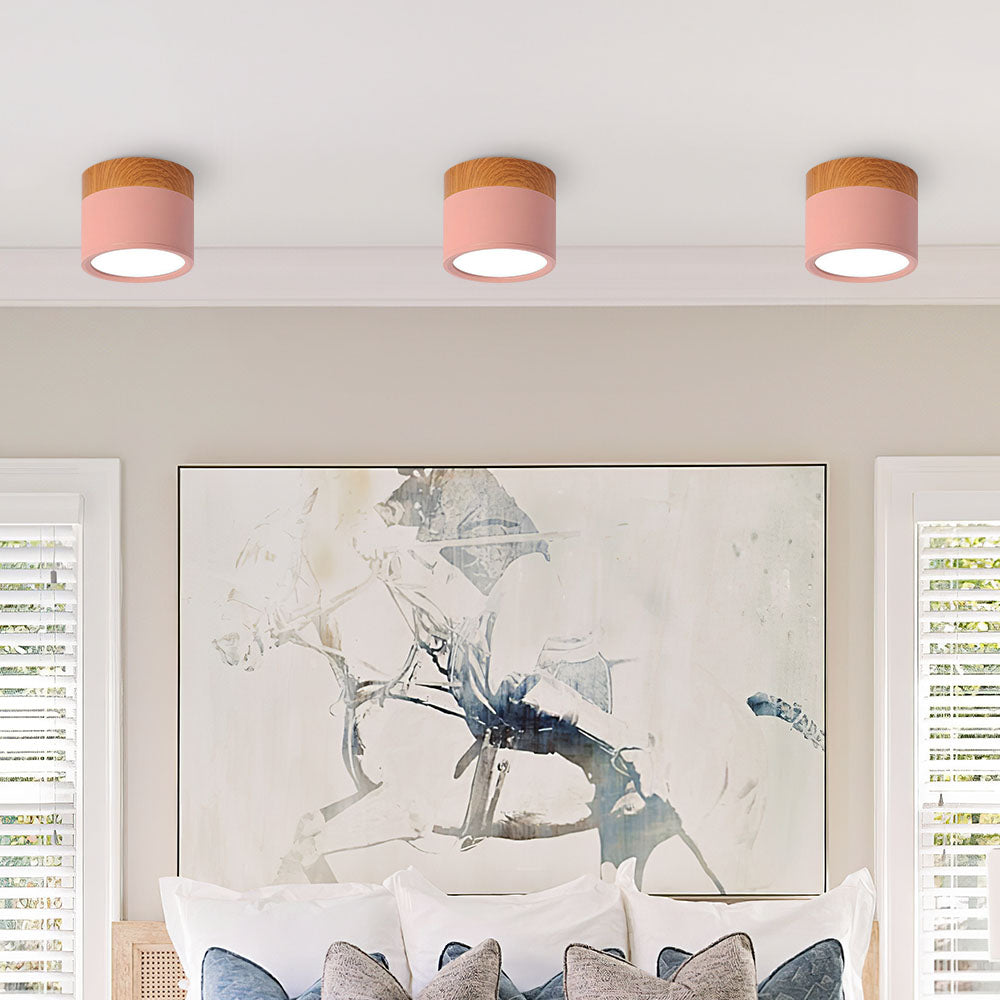 Pink Wood Flush Mount Ceiling Lamp Kalsten