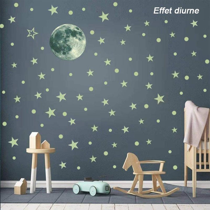 Creative Fluorescent Wall Sticker - Moon / stars / round dots | Kalsten