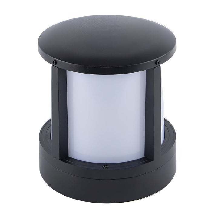 Cylindrical Aluminum LED Waterproof Black Outdoor Fence Post Lights | Kalsten