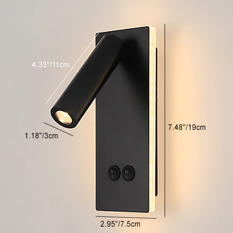 Modern Minimalistic Rectangular Round Iron Aluminum LED Wall Lamp For Bedroom | Kalsten