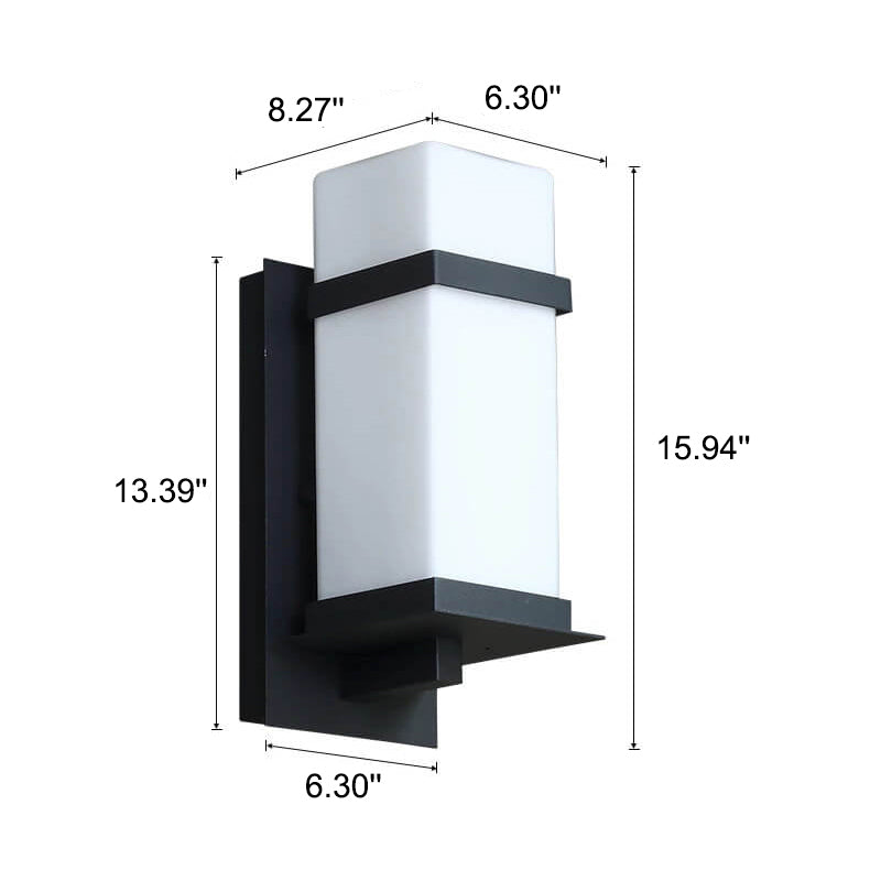 Modern Chinese Square Outdoor Waterproof 1-Light Wall Sconce Lamp | Kalsten