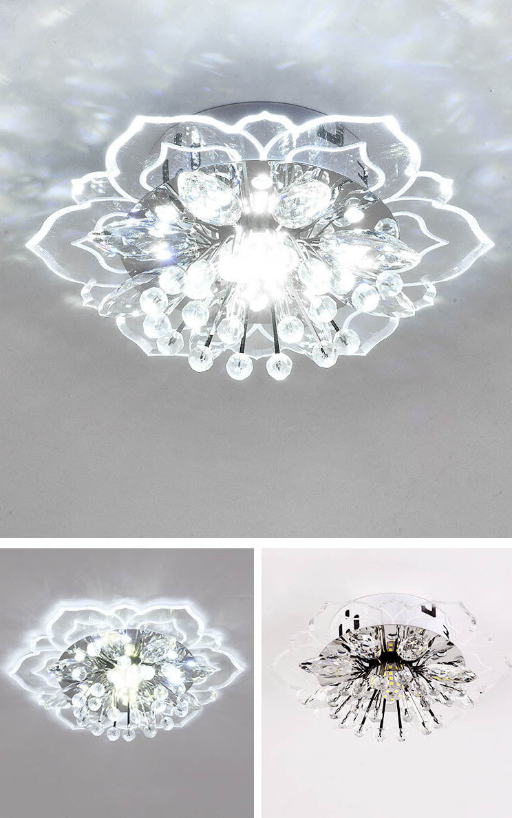 GlowPetal LED Crystal Ceiling Lamp – Flower-Shaped Modern Decor