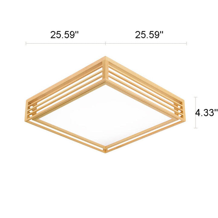 Flush Mount Ceiling Light Wood Acrylic 13.8 in LED Beige White Modern Bedroom Living Room Dining Room Lighting | Kalsten