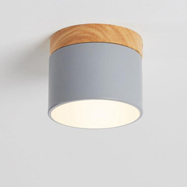 Flush Mount Ceiling Light Iron Solid Wood PVC 3.94 in Modern Hallway Living Room Bedroom 7W 700lm LED Adjustable Color Temperature White Black Pink Blue Green Gray Gold | Kalsten