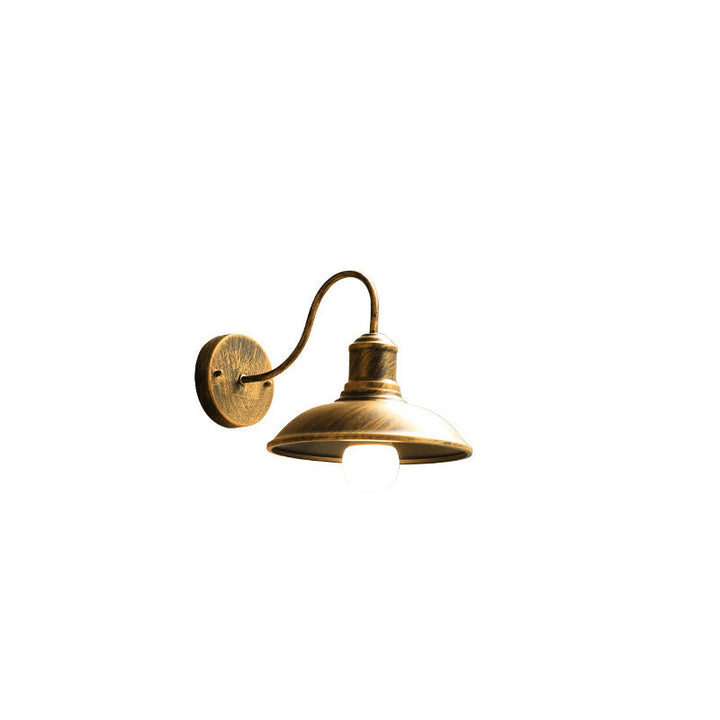 Retro Loft Dome Iron Outdoor Waterproof 1-Light Bent Arm Wall Sconce Lamp | Kalsten