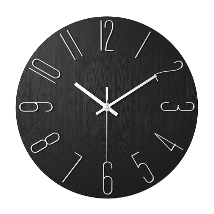 Kalsten | Modern Black Wall Clock | 30 cm Silent Minimalist Design