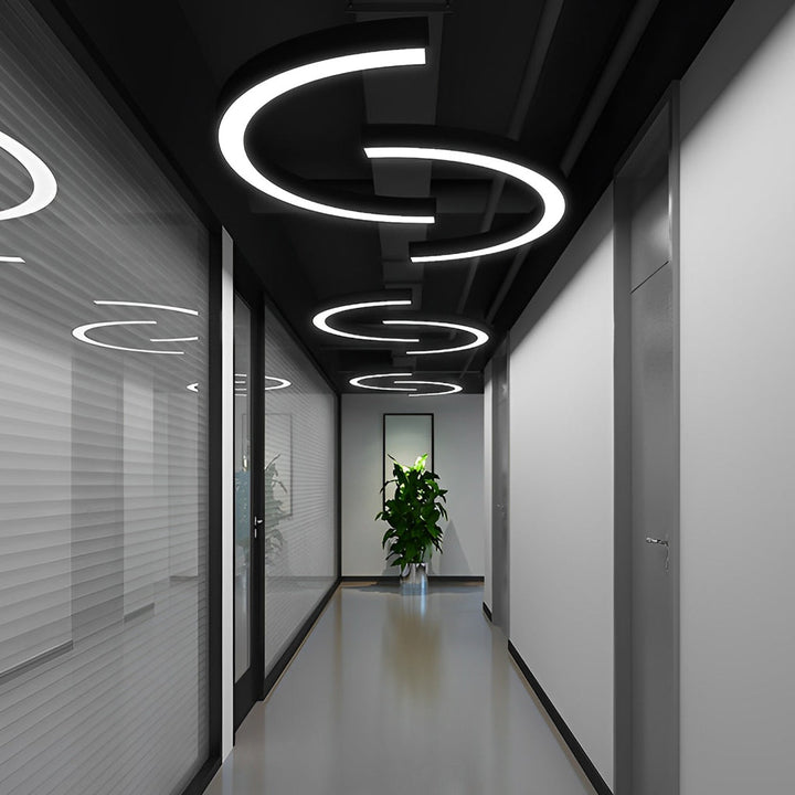 Curved Slim C Shape LED Pendant Half-Circle Hanging Profile Light for Office | Kalsten