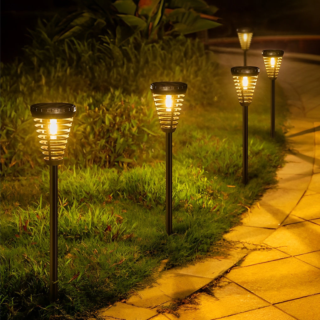 Round Intelligent LED IP65 Waterproof Black Modern Solar Garden Lights | Kalsten