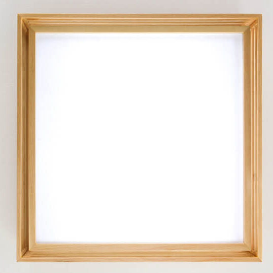 Flush Mount Ceiling Light Wood Acrylic 13.8 in LED Beige White Modern Bedroom Living Room Dining Room Lighting | Kalsten