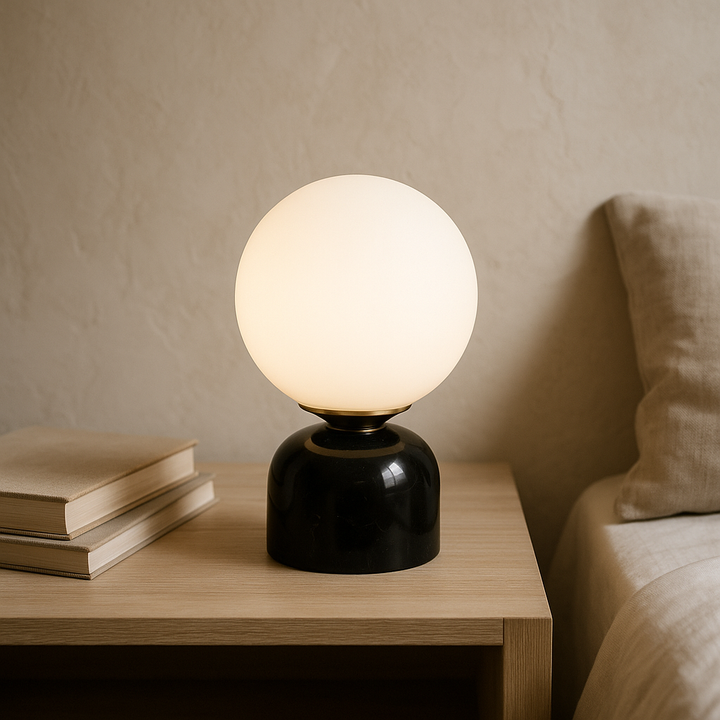 Marnor | Marble Table Lamp with Glass Shade – Scandinavian Minimalist Design | Kalsten