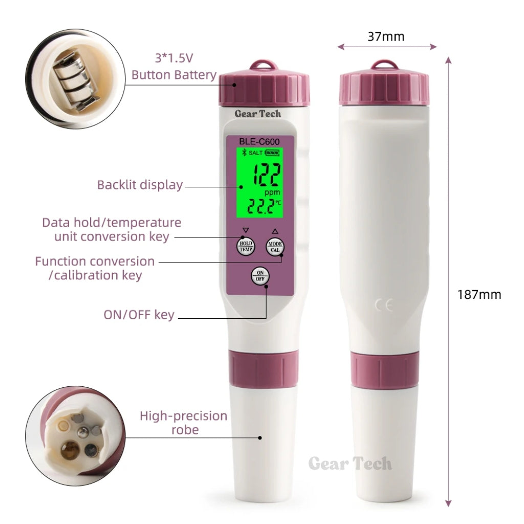 Skanto | Digital Pool Tester – pH and Chlorine Meter for Easy pH Measurement in Pool Water