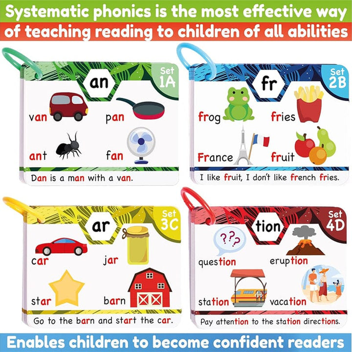 Kalsten | Phonics Flashcards - Learning to read in 20 steps - Digraphs CVC mixtures long vowel sounds