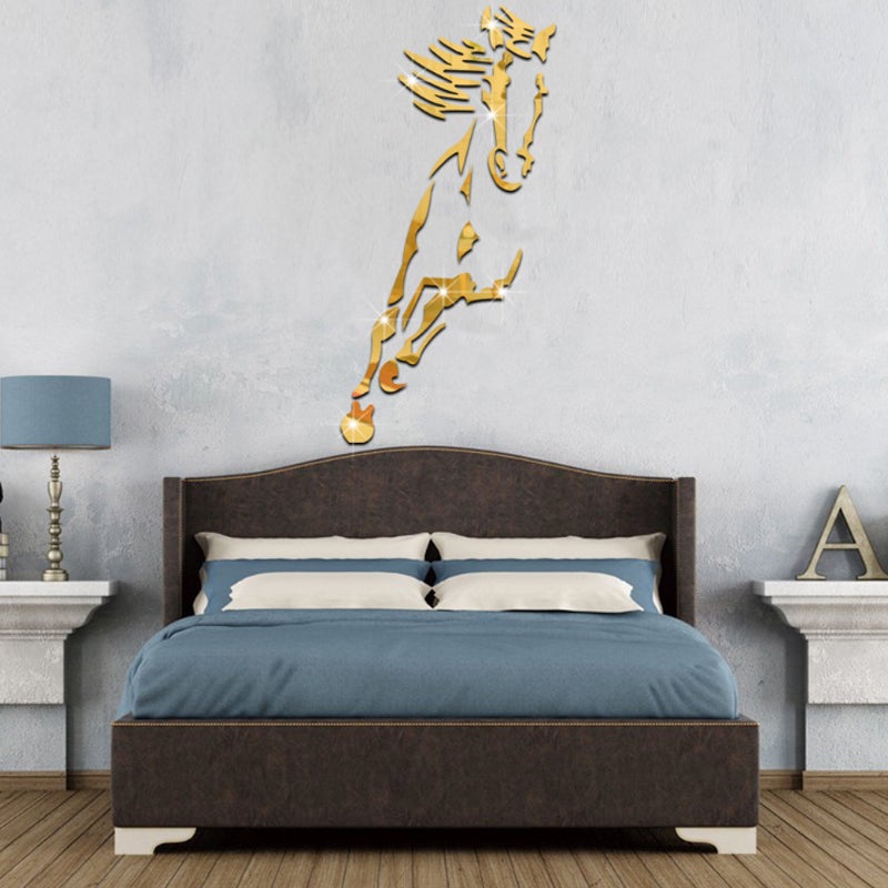 Kalsten | Galloping Horse Wall Decoration, 3D Acrylic Modern Mirror Horse Wall Sticker