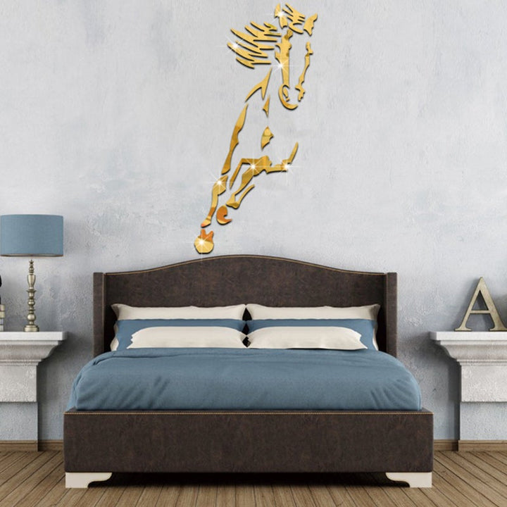 Kalsten | Galloping Horse Wall Decoration, 3D Acrylic Modern Mirror Horse Wall Sticker