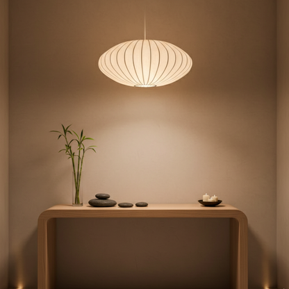 Japandi Silk-Shade Dining Chandelier