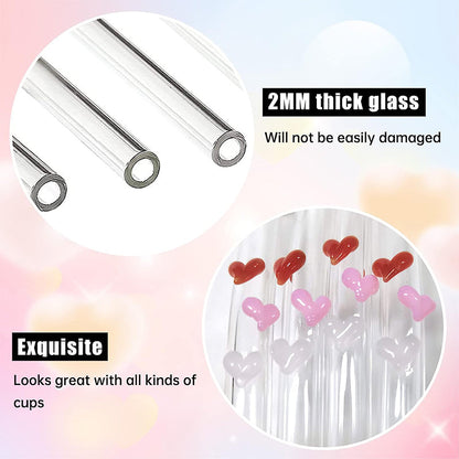 6 PCS Reusable Stained Glass Straws with Cleaning Brush | Bowlift