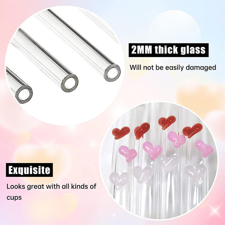 6 PCS Reusable Stained Glass Straws with Cleaning Brush | Kalsten