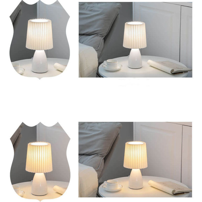 Scandinavian Retro Table Lamp with Pleated Shade and Glass Base | Kalsten