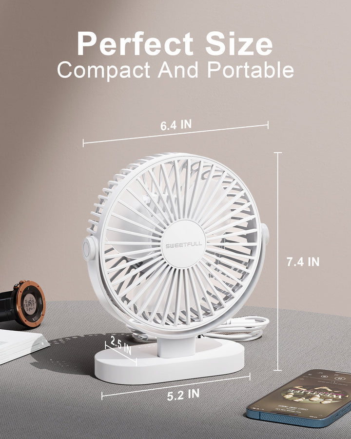 6.5 Inch USB Small Desk Fan for Home Office Car Outdoor Travel | Kalsten