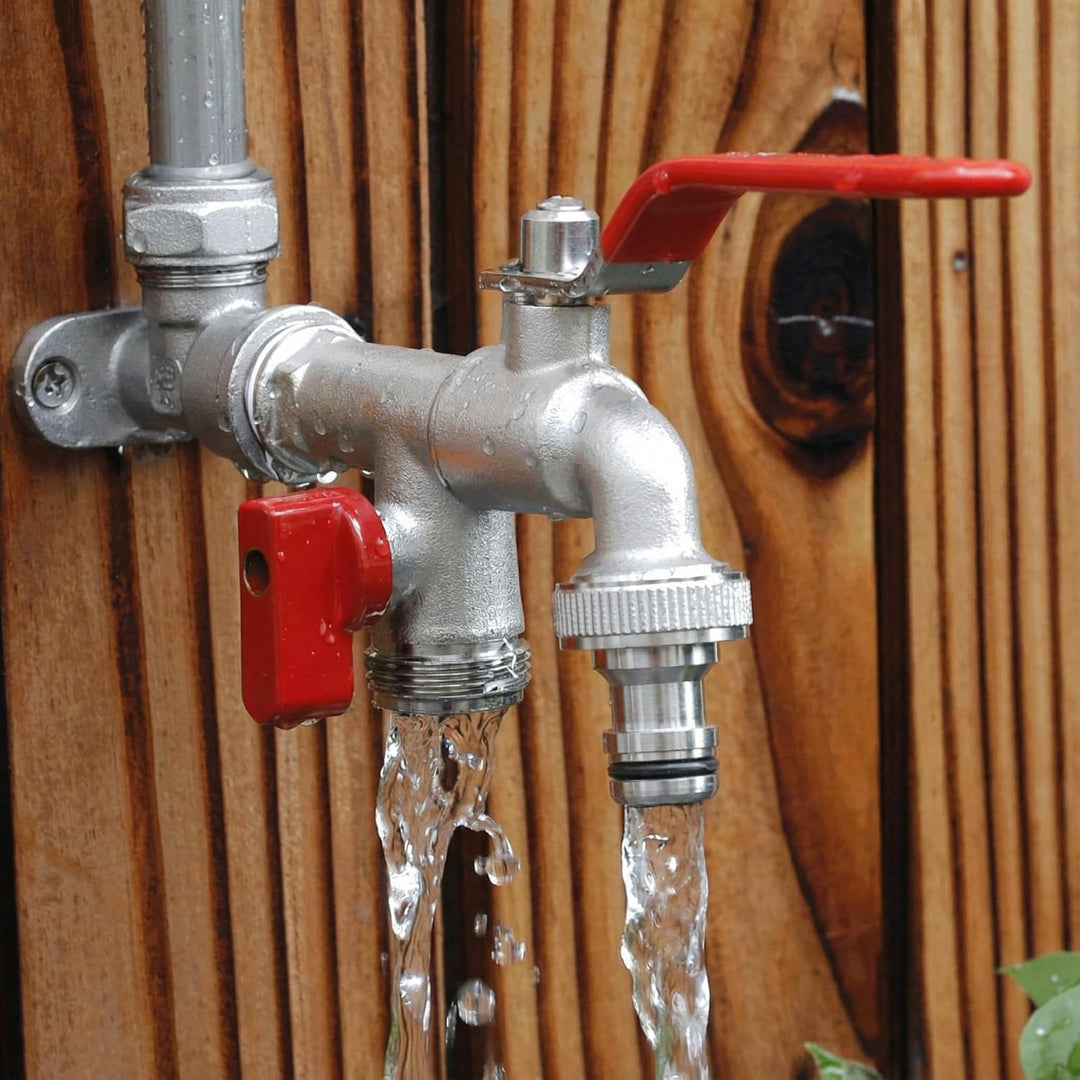 Double water tap stainless steel with 2 outlets | Kalsten
