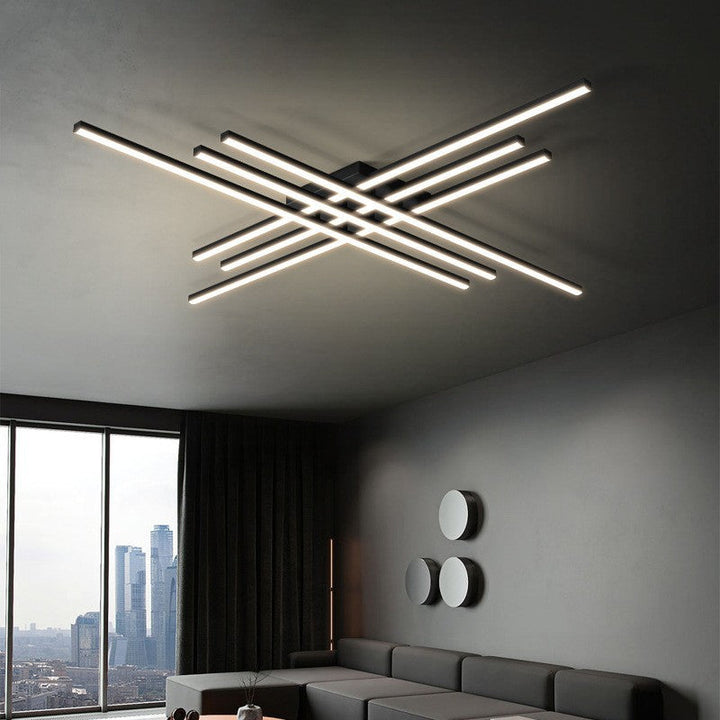 Modern Linear 4-Head LED Ceiling Light (Dimmable, White or Black)