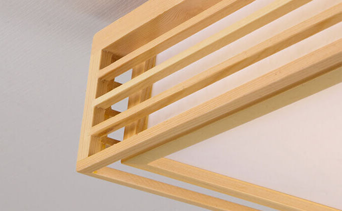 Flush Mount Ceiling Light Wood Acrylic 13.8 in LED Beige White Modern Bedroom Living Room Dining Room Lighting | Kalsten