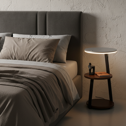 Floor Lamp with Wireless-Charging Side Table