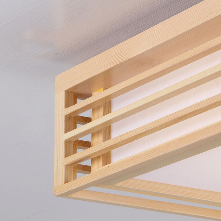 Flush Mount Ceiling Light Wood Acrylic 13.8 in LED Beige White Modern Bedroom Living Room Dining Room Lighting | Kalsten
