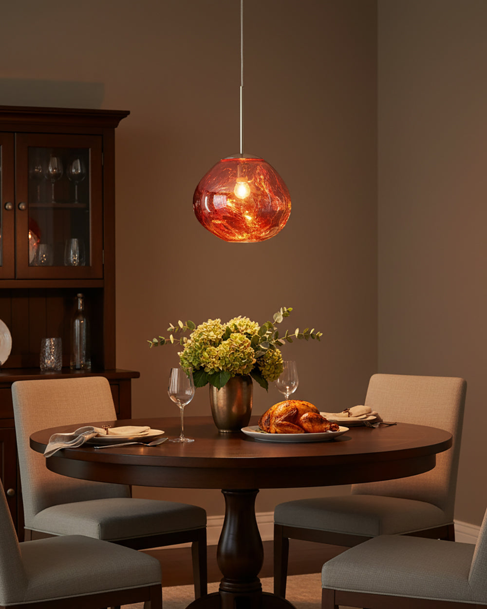 Pendant Lamp Metal 11 in Adjustable Ceiling Light Silver Gold Rose Gold Smoky Gray | Kalsten