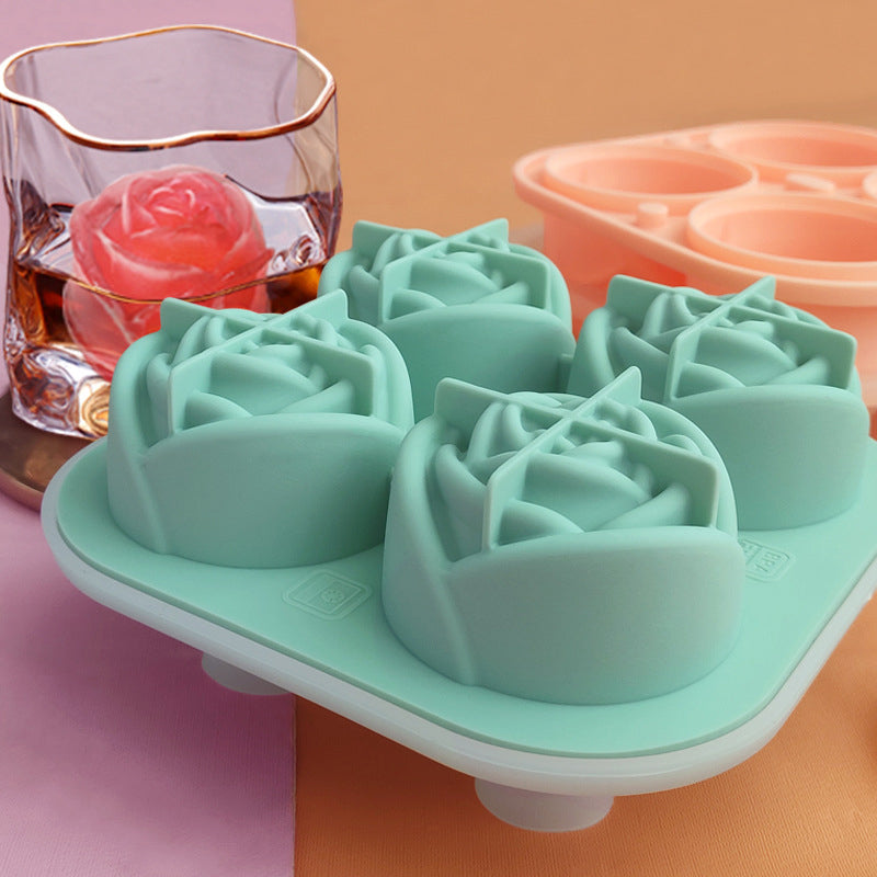 Large pink ice cube tray with 4 compartments | Kalsten