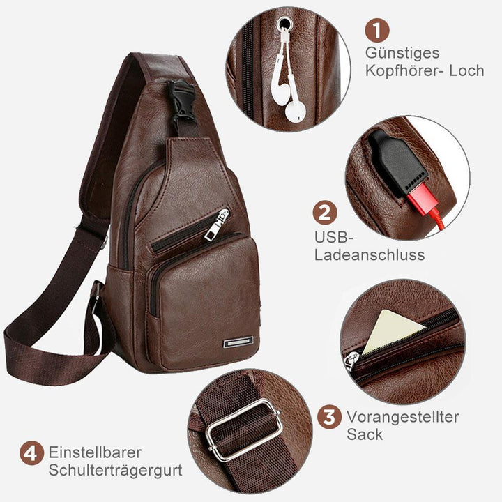 Shoulder bag crossbody bag for men with USB charging port | Kalsten