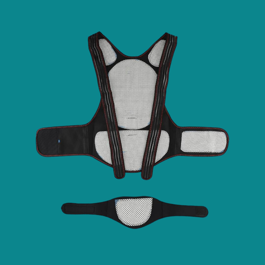 Skanto | Self-Heating Back Brace | Adjustable Heated Posture Corrector for Back Pain Relief & Improved Posture