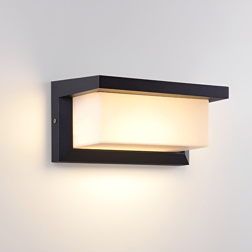 Rectangle Waterproof Light Control Induction Black Modern Solar Sconces | Kalsten