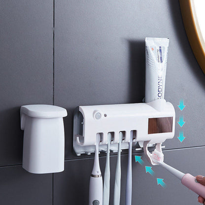 Skanto | Smart UV Light Sterilizer Toothbrush Holder, Wall-Mounted Toothpaste Dispenser