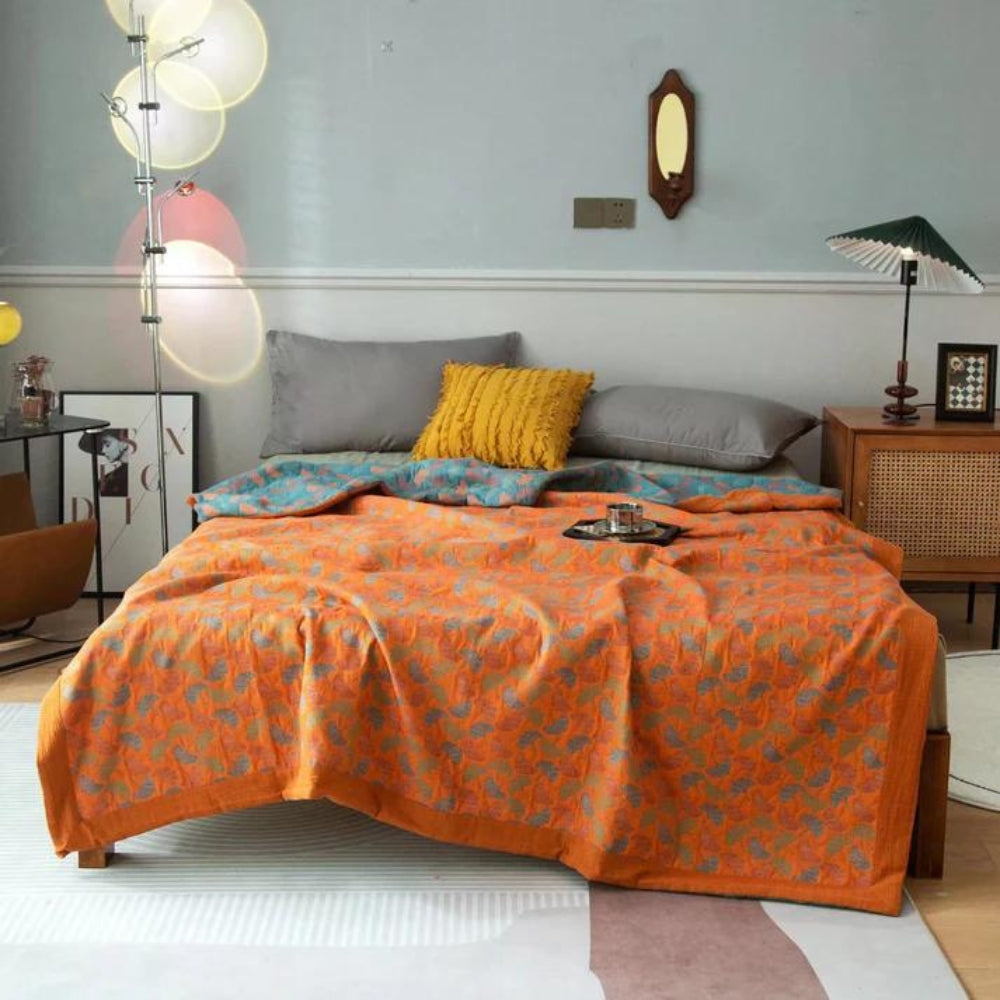 Skanto | Ginkgo Leaf Print Reversible Blanket