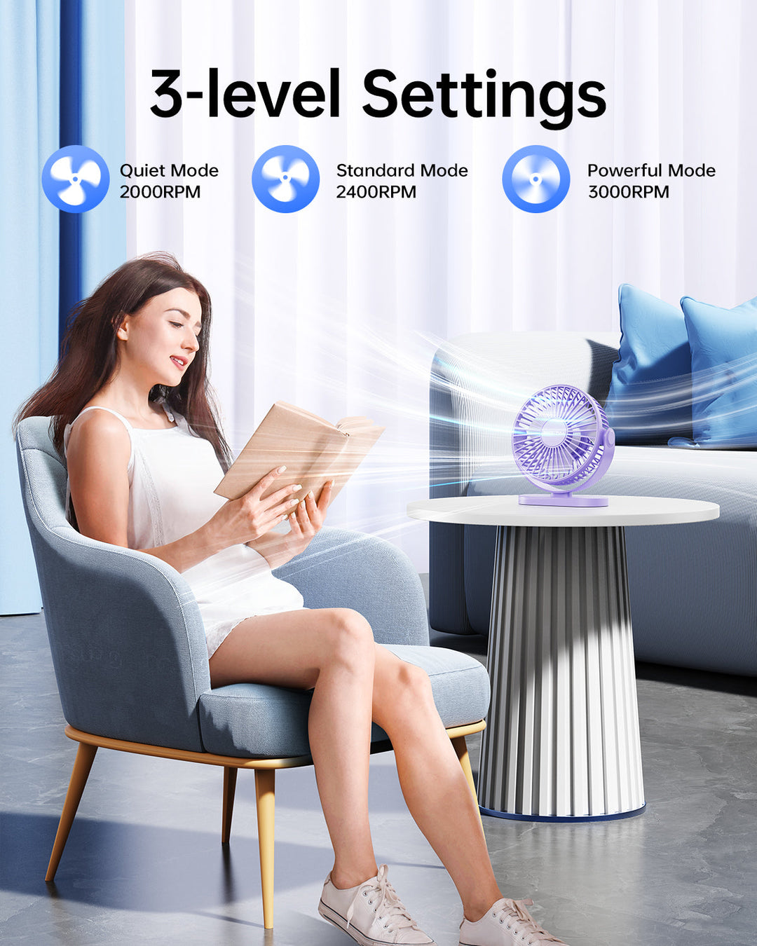 2-in-1 Hook & Desk Fan - 3-Speed with 360° Rotation | Kalsten