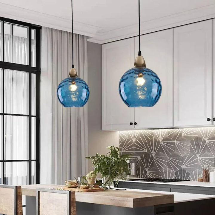 Pendant Light Ripple Glass 7.9 in Sphere Adjustable Dining Room Kitchen Hanging Ceiling Lamp Modern Nordic Minimalist Fixture | Kalsten